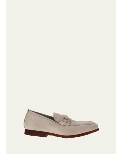 Ron White Andrew Weatherproof Suede Bit Loafers - Natural
