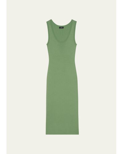 Theory Sleeveless Rib-knit Tank Midi Dress - Green