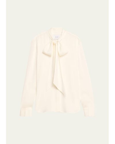 Alex Perry Scarf-neck Satin Crepe Blouse - Natural