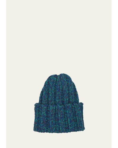 Inverni Chunky Rib-knit Cashmere Beanie Hat - Blue