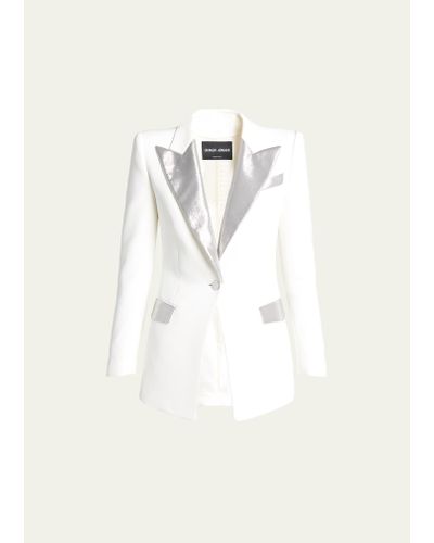 Giorgio Armani Lame Silk Tuxedo Jacket - White