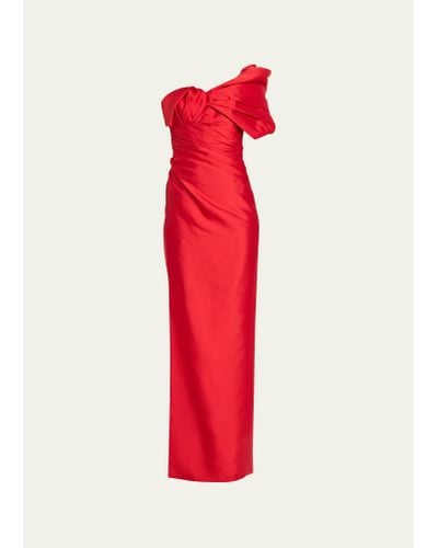 Rachel Gilbert Marlo Off-shoulder Ruched Gown - Red