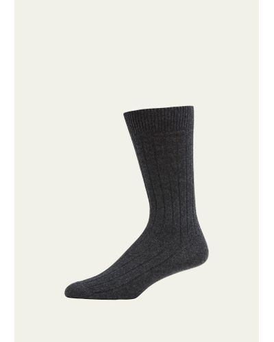 Bresciani Cashmere Mid-calf Socks - Black