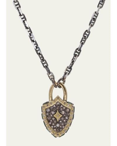 Armenta Old World Diamond Shield Pendant Necklace - White