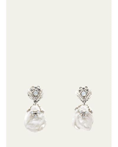 Ranjana Khan Crystal And Mother-of-pearl Embellished Baroque Pearl Earrings - Natural