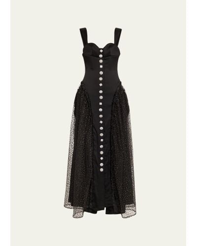 Harbison Soft Storm Ii Silk Bustier Maxi Dress - Black