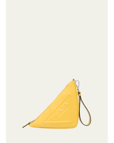 Prada Grace Triangle Leather Pouch - Yellow