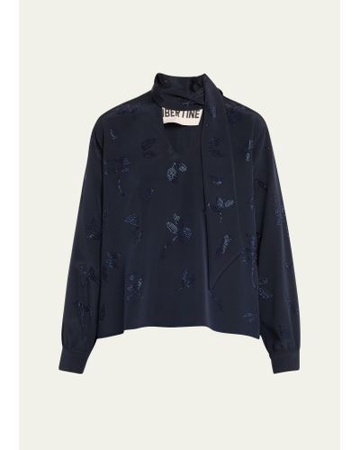 Libertine Kind Of Blue Slim Blouse With Keith Tie Neck