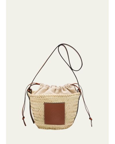 Loewe X Paula's Ibiza Drawstring Straw Bucket Bag - Natural