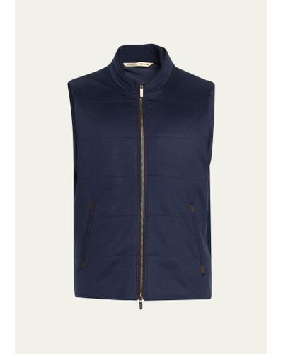 Baldassari Cashmere Vest With Knit Sides - Blue