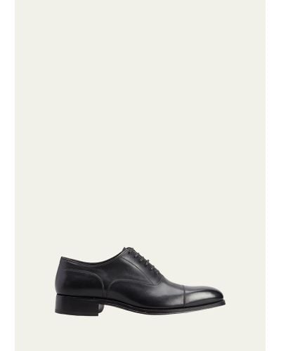 Tom Ford Clayton Cap Toe Leather Oxfords - White
