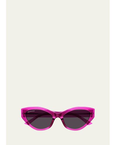 Balenciaga Logo Plastic Cat-eye Sunglasses - Purple