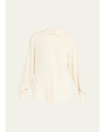 Loro Piana Andre Button-front Crepe Sable Blouse - Natural