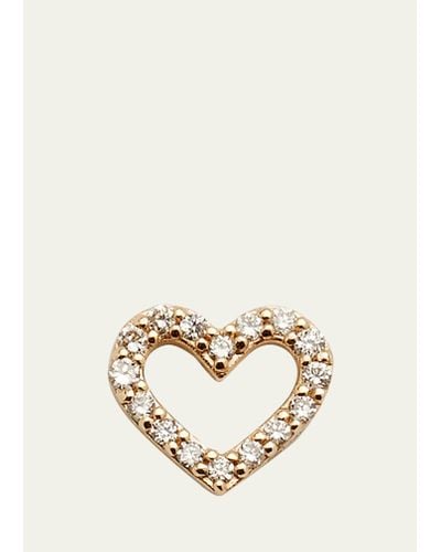 Sydney Evan 14k Small Open Heart Stud Earring With Diamonds - Natural