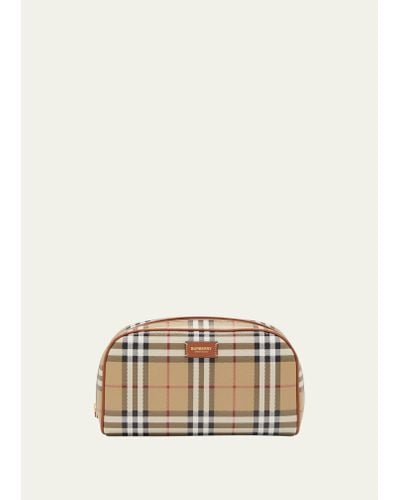 Burberry Check Zip Cosmetic Pouch Bag - Natural
