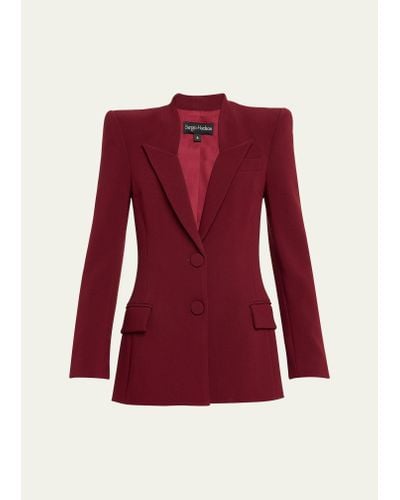 Sergio Hudson Strong-shoulder Double-breasted Blazer Jacket - Red