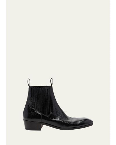 Tom Ford Bailey Glossy Leather Chelsea Boots - Black