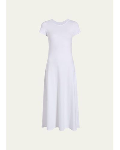 Another Tomorrow Cotton Fitted Tee Dress - White