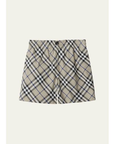 Burberry Check Ekd Drawcord Shorts - Gray
