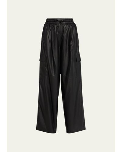 Yves Salomon Nappa Lambskin Leather Cargo Pants - Black
