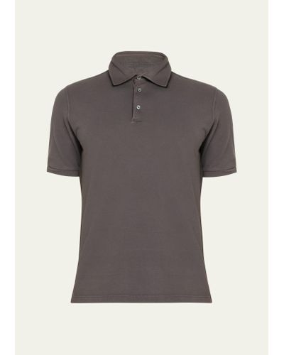 Fedeli Cotton Pique Polo Shirt - Gray