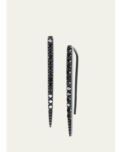 Sheryl Lowe Black Rhodium And Black Diamond Baby Stick Earrings - Natural
