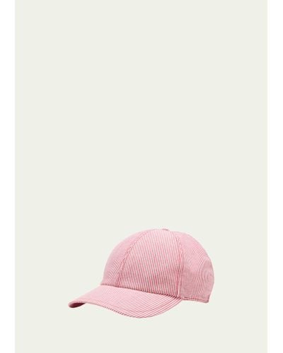 Bergdorf Goodman Striped Cotton Baseball Cap - Pink