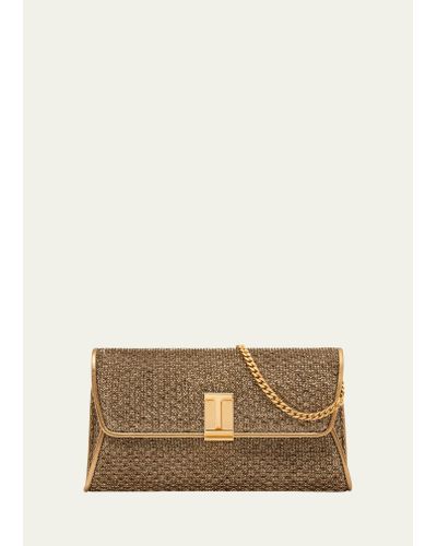 Tom Ford Nobile Clutch In Textured Fabric - Natural