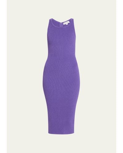 Michael Kors Ribbed Midi Body-con Dress - Purple