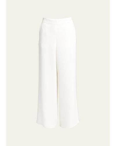 Giorgio Armani Side Piping Wide-leg Silk Pants - White