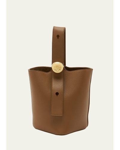 Loewe Mini Pebbled Leather Bucket Bag - Natural