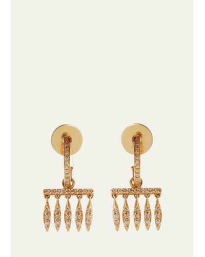 Ileana Makri Grass Dewdrop Hoop Earrings In 18k Yellow Gold - Natural