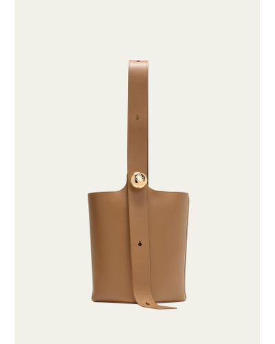 Loewe Anagram Pebble Leather Bucket Bag - Natural