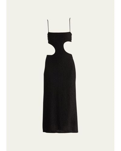 Johanna Ortiz Sueo Costero Metallic Cutout Midi Dress - Black
