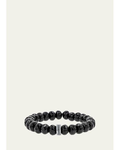 Sheryl Lowe Spinel Bead Bracelet With Silver And Black Diamond Rondelle Cluster - White
