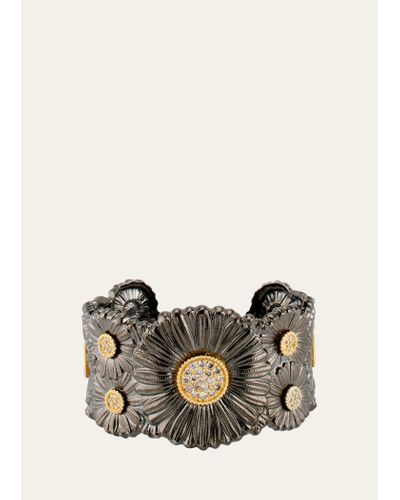 Buccellati Silver And 18k Gold Daisy Blossoms Bracelet With Diamonds - Multicolor