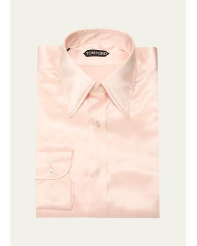 Tom Ford Silk Charmeuse Slim Fit Dress Shirt - Pink