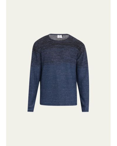 Inis Meáin Linen Ombre Crewneck Sweater - Blue