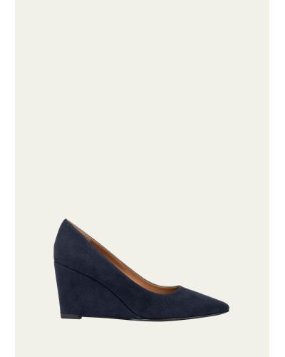 Aquatalia Posie Suede Wedge Pumps - Blue