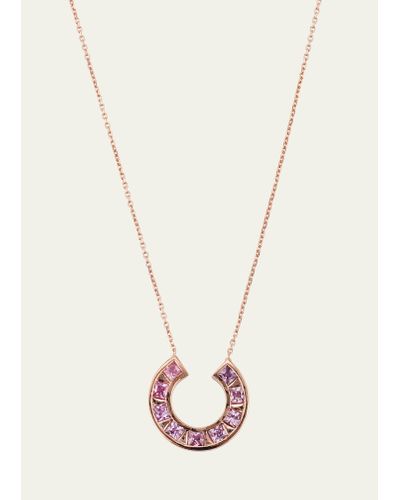 JOLLY BIJOU 14k Rose Gold Sundial Pink Sapphire Pendant Necklace - White