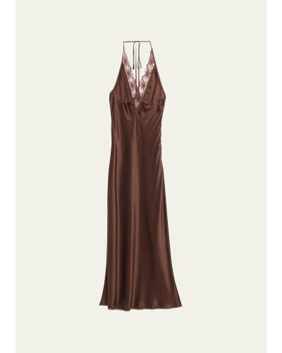 Sir. The Label Aries Lace-trim Halter Gown - Brown