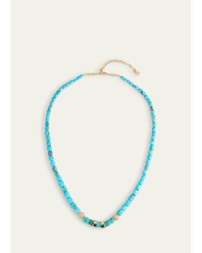 Sydney Evan Turquoise Barrels Rondelle Necklace - Blue