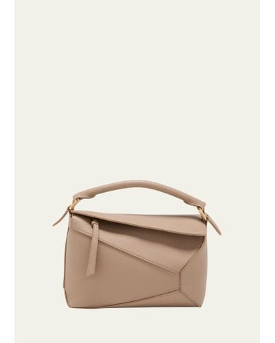 Loewe Small Puzzle Edge Leather Shoulder Bag - Natural