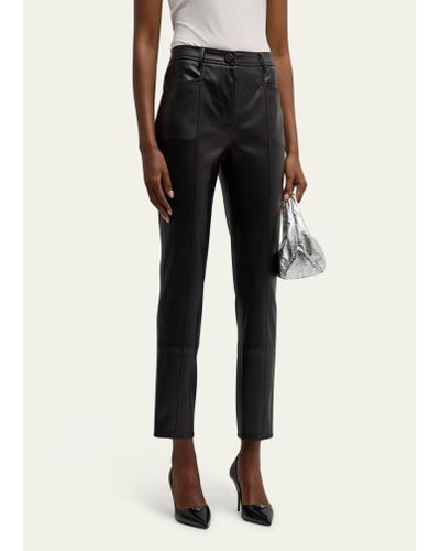 MILLY Rue Faux Leather Skinny Pants - Black