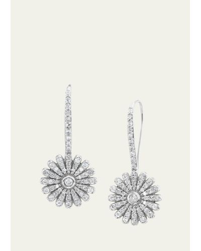 Sheryl Lowe Pave Diamond Daisy Drop Earrings - White