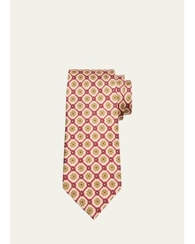 Charvet Silk Geometric-print Tie - White
