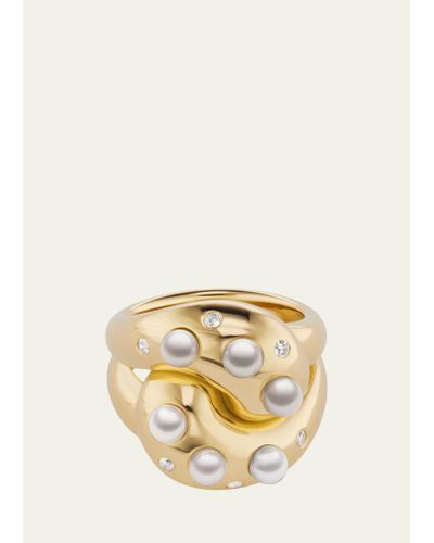 Brent Neale 18k Pearl And Diamond Knot Ring - Metallic