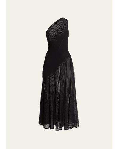Alaïa One-shoulder Twisted Seam Midi Dress - Black