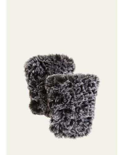 Surell Faux Fur Knitted Fingerless Mittens - Multicolor
