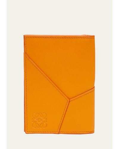 Loewe Puzzle Leather Bifold Card Holder - Orange
